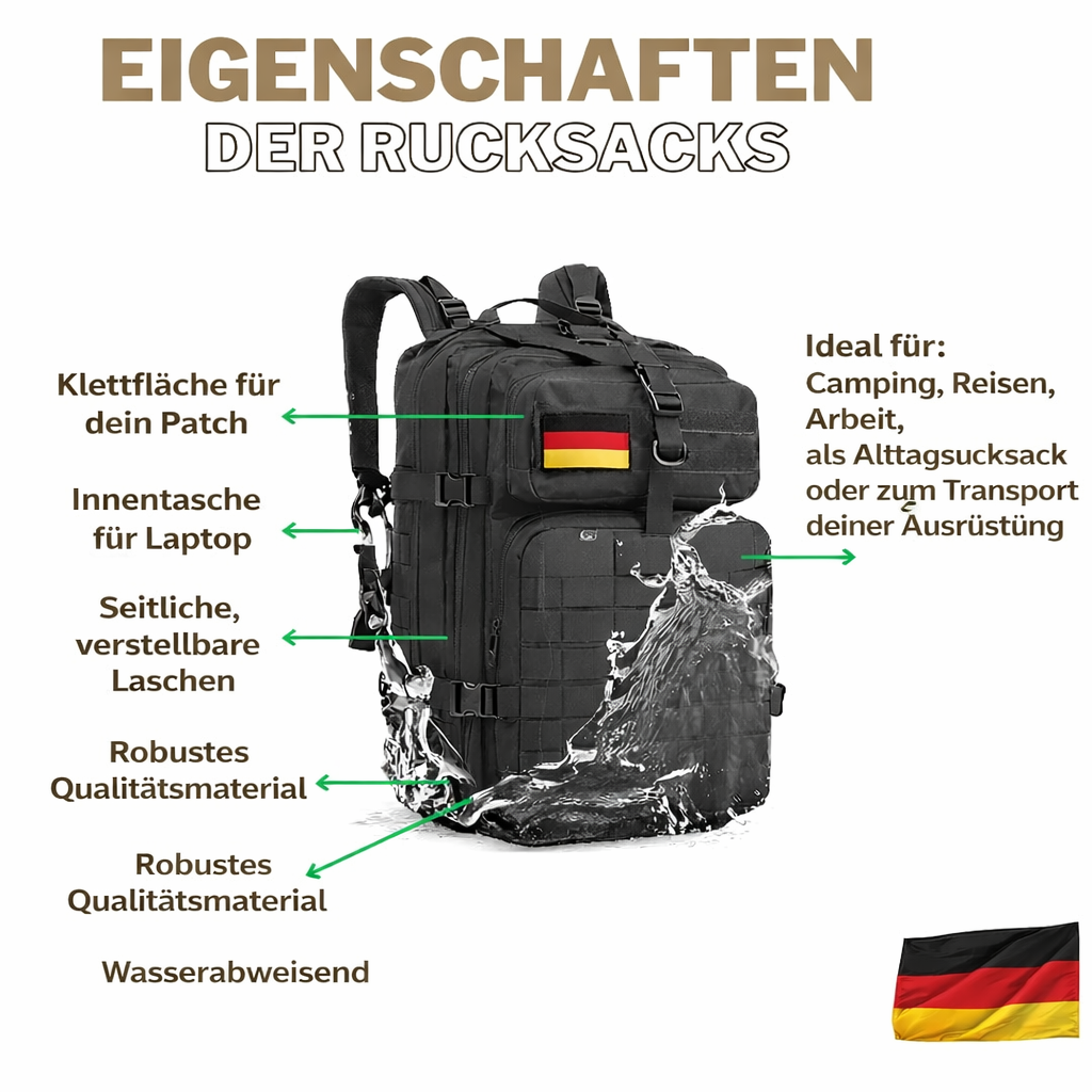 Taktischer Outdoor-Rucksack 50 Liter® – Schwarz